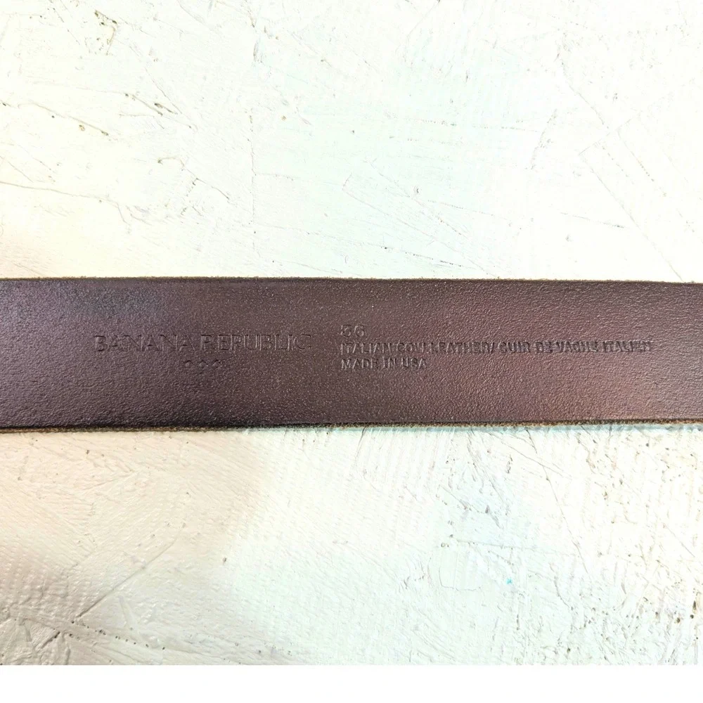 Banana Republic Mens Size 40 Brown Leather Belt Silver Buckle‎ Italian Cow USA